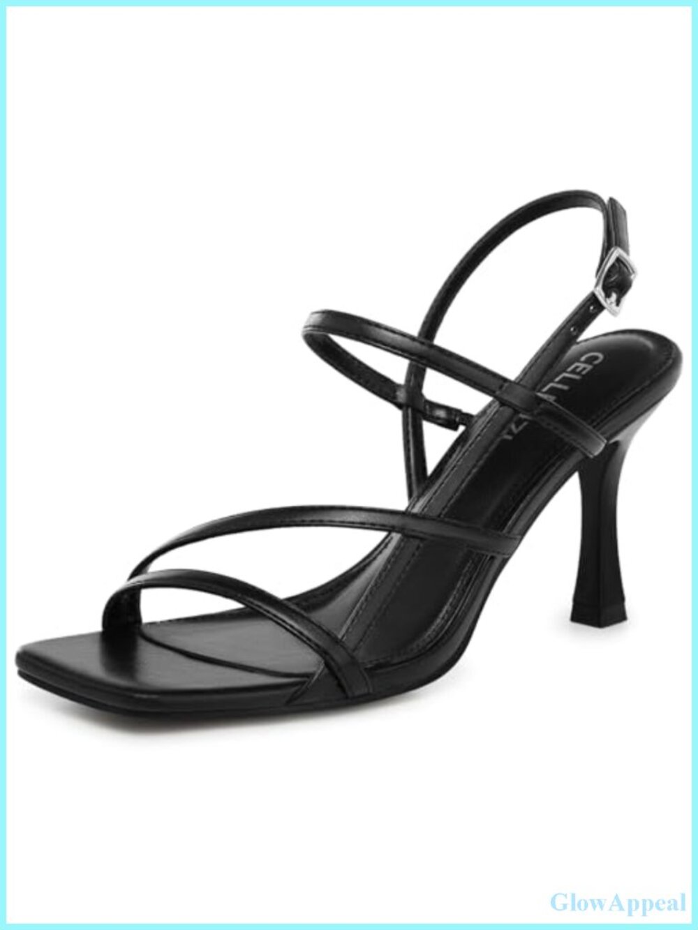 Women's Strappy Kitten Heel Slingback Sandals, Open Toe, Leather